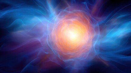 Poster - Abstract cosmic swirl of vibrant colors radiating light in a dark space background