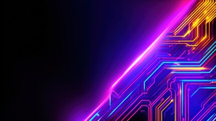 Fototapete - Vibrant abstract background with neon lines and circuit patterns creating a tech-inspired atmosphere
