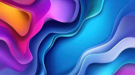 Poster - Vibrant abstract waves of color blending seamlessly, creating a dynamic visual experience