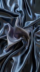 Poster - Luxurious dark gray silk fabric with elegant folds and waves creating smooth flowing texture. Abstract background for fashion and luxury design projects.