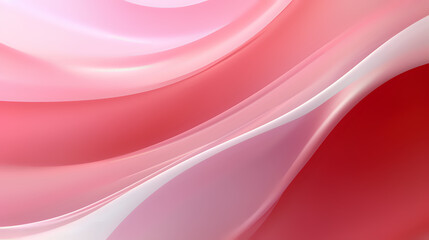 Poster - Elegant flowing curves in pink and red tones create dynamic abstract background with soft white wavy lines, suitable for modern business presentations and luxury branding designs.