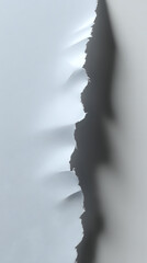 Poster - Torn white paper edge creating dramatic shadow and depth effect against dark background, revealing layered texture and jagged irregular pattern.
