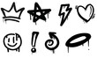 © udara - Set of graffiti spray paint icons. design elements for banner, flyer, cards, poster, Grunge and dirty decoration collages and ads