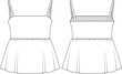 © sin - sleeveless strappy strapped shoulder straps square neck fit gathered flared peplum hem backless blouse top template technical drawing flat sketch cad mockup fashion woman design style model