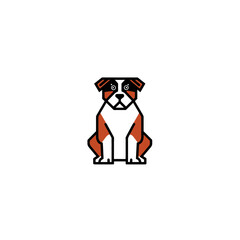 Poster - Dog icon sits calmly in graphic minimalist style design isolated