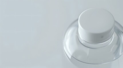 Poster - Minimalist white cosmetic jar on light background with soft shadows, elegant packaging design for luxury skincare and beauty products presentation.