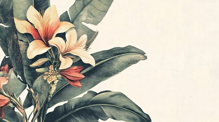 Vintage-style botanical poster curled at the corner .