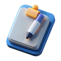 Poster - 3d rendering clipboard and pen plastic style icon isolated on transparent background academic symbol task management