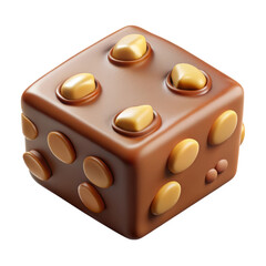 Poster - 3d rendering of chocolate cube with peanut icon isolated on transparent background for design