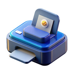 Poster - 3d rendering plasticstyle icon of a modern printer ready to print isolated on transparent background