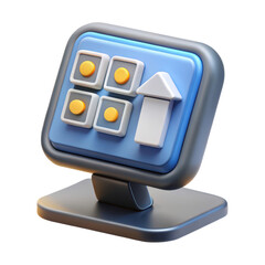 Poster - 3d rendering plasticstyle icon of a statistics dashboard with an upward arrow solated on transparent background graphic design