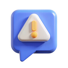 Poster - 3d rendering plasticstyle icon of alert sign isolated on transparent background message bubble design