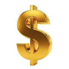 Fototapete - A shiny, golden dollar sign isolated against a clean white background.