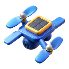 Poster - Blue drone with solar panel 3d rendering plasticstyle icon isolated on transparent background for creative use