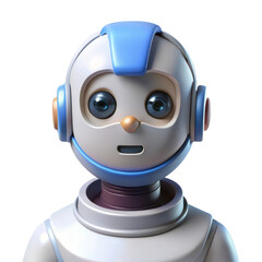 Poster - Cute friendly robot character 3d rendering plasticstyle icon isolated on transparent background isolated on transparent background