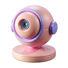 Poster - Cute pink and purple webcam 3d rendering plasticstyle icon isolated on transparent background