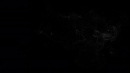 Wall Mural - fast smoke wisps burst on black background