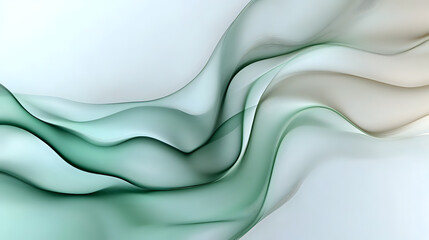 Poster - Flowing mint green and white waves create soft undulating curves against light background, abstract modern design pattern for creative projects and presentations.