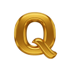 Fototapete - A gleaming golden letter Q, three-dimensional and ornate, isolated on white.