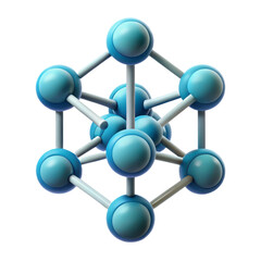 Poster - Molecule structure 3d rendering plasticstyle icon isolated on transparent background in shades of blue