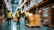 © Ployker - Blurred background of warehouse workers moving boxes and pallets in motion