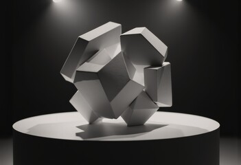 Fototapete - Monochrome geometric sculpture on a matte surface, showcasing modern design