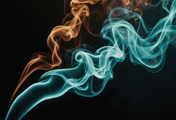 Aufkleber - Luminous smoke swirls in vibrant colors against a black background