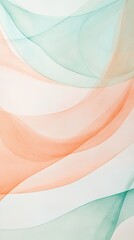 Poster - Translucent peach, teal, and white fabric flowing in studio light