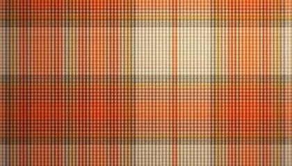 Poster - Close-up of warm plaid woven fabric in orange and beige tones