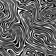 Poster - Abstract black and white wavy lines creating organic zebra-like pattern. Seamless repeating background for fabric, wallpaper and surface design projects.