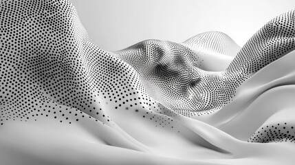 Poster - abstract representation of a face formed from dots on wavy surface