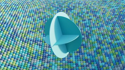 Wall Mural - seamless 3d animation of green circular plates floating above a smooth background in blue, green, an
