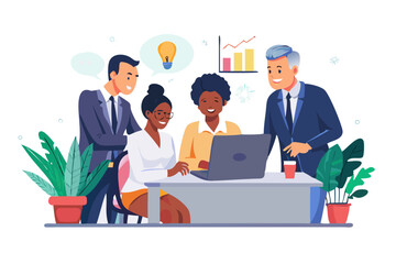 Poster - Diverse business team brainstorming new ideas