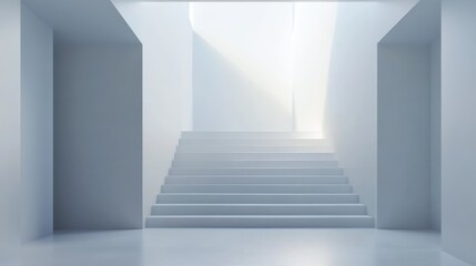 Poster - Ascending staircase in modern indoor hallway during daytime