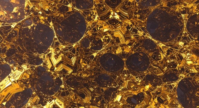 Golden Fractal Abstract: A Luxurious Digital Artwork