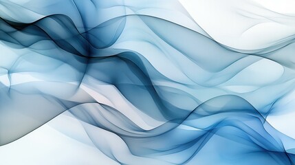 Poster - Abstract blue and white flowing lines create serene digital background