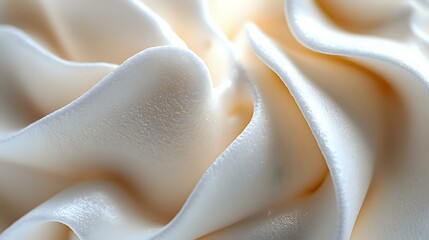 Poster - Soft cream-colored fabric with gentle folds and waves creating an elegant abstract background texture with subtle shadows and highlights in warm tones.