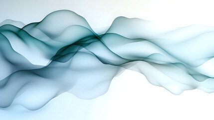 Aufkleber - Flowing abstract turquoise waves create elegant transparent layers against white background, suitable for modern business presentations and creative design projects.