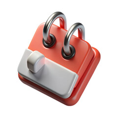Poster - Red calendar with key ring 3d rendering plasticstyle icon isolated on transparent background