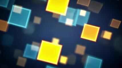 Fototapete - Colorful abstract squares over a blurred dark background creating a dynamic visual effect, squares on blurred background abstract able