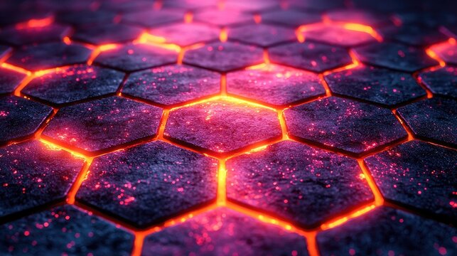 Glowing Hexagonal Grid Pattern with Ambient Lighting