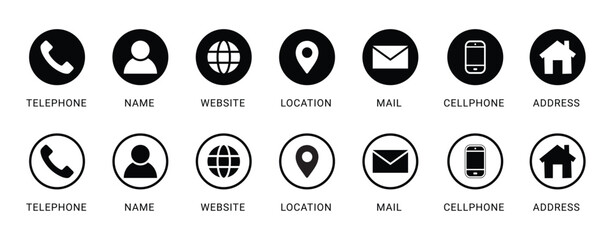 Poster - Business card icon set. Set of contact us icons for web and website. Contact icons phone, call, location, globe, use for web and website. vector illustration .