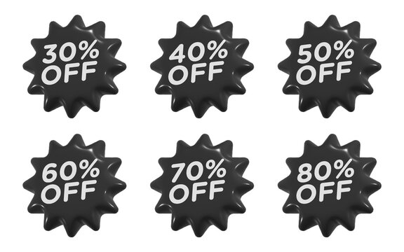 3d ballon discount tag percent icon isolated on transparent background
