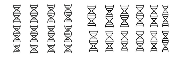 Poster - Multiple DNA double helix illustrations arranged in varying orientations on a plain background