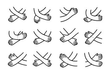 Poster - Multiple hand positions illustrate different ways to cross arms, showcasing variations in body language and expressions