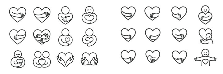 Aufkleber - Heartwarming illustrations of people embracing and showing love in various gestures and poses