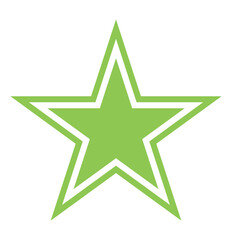 Poster - Outlined green star icon on white background. Star icon logo. Star with white inline. 