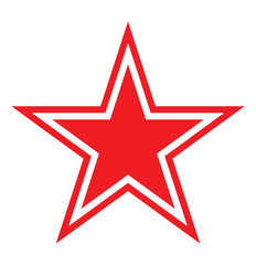 Poster - Outlined red star icon on white background. Star icon logo. Star with white inline. 
