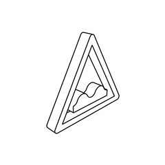 Poster - The outline of a large rough road sign is made with black lines. 3D view of the object in perspective. Vector illustration on white background