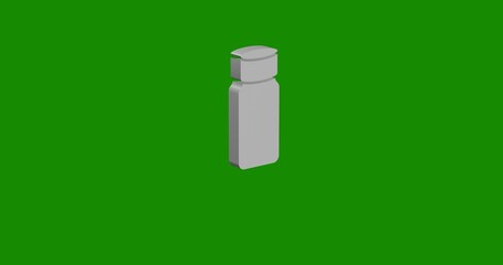 Poster - Isolated realistic white salt shaker symbol front view with shadow. 3d illustration on green chroma key background